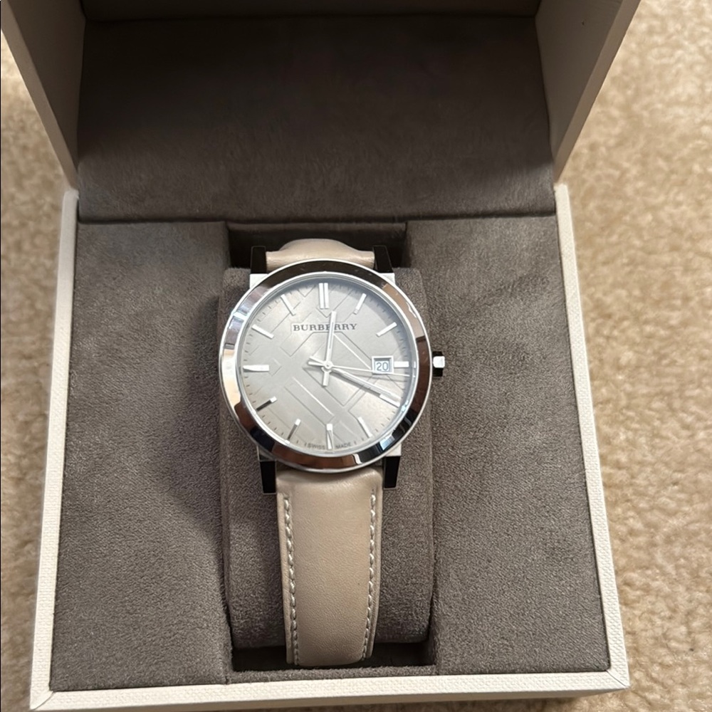 Burberry Silver and Beige Watch